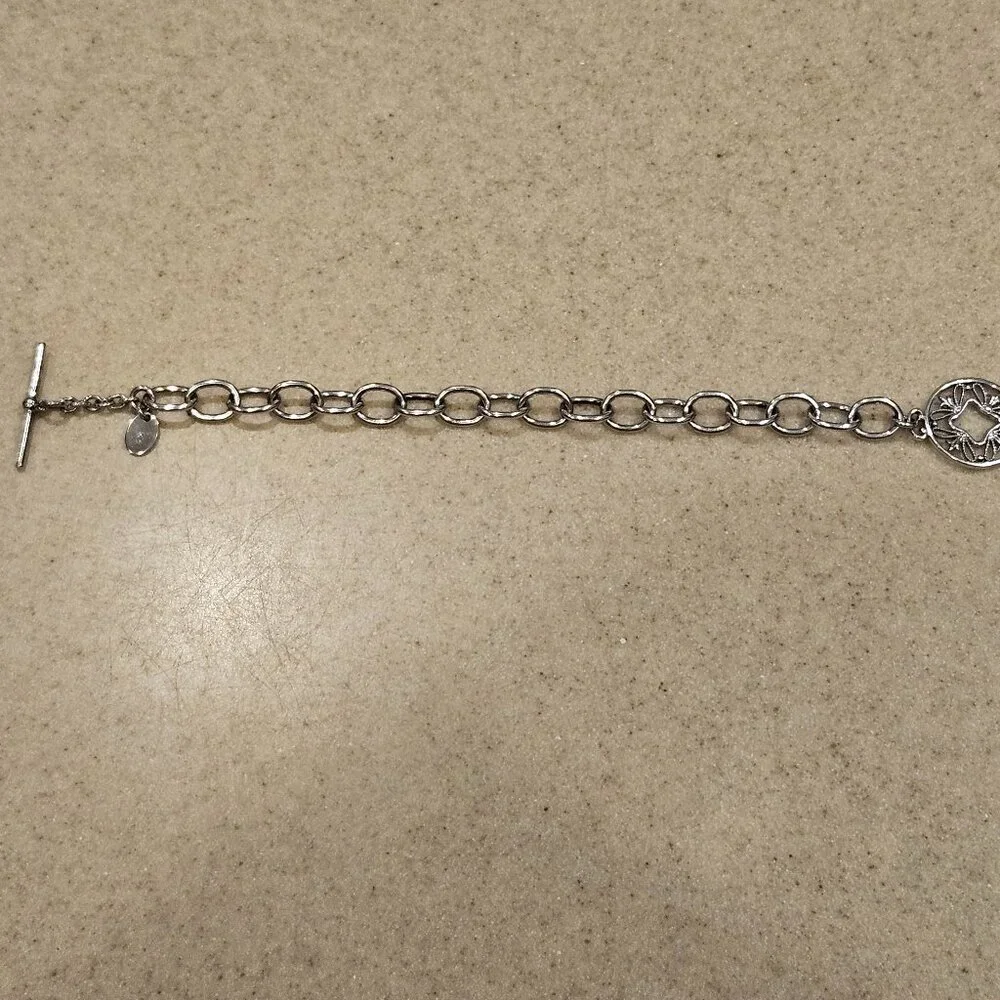 RARE VINTAGE MONICA RICH KOSANN SILVER CHARM ROLO TOGGLE FILIGREE BRACELET